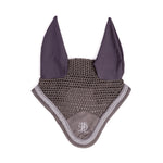 Grey fly veil with silver and diamante trim, on a white background.